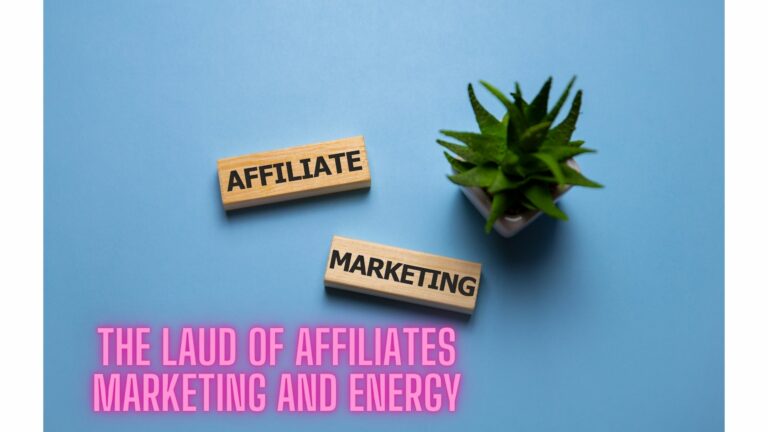 Affiliate marketing concept with wooden blocks and plant symbolizing growth in energy sector
