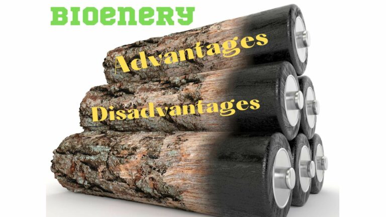 Bioenergy advantages and disadvantages illustrated with logs designed as batteries