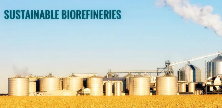 Industrial biorefinery plant processing sugarcane residues into methanol.