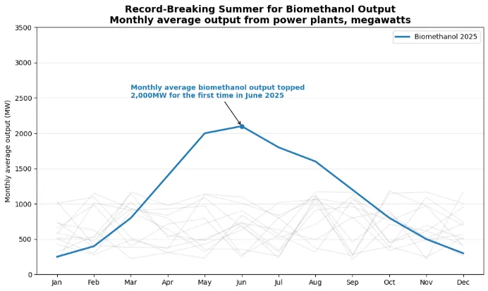 BIOMETHANOL OUTPUT 2025